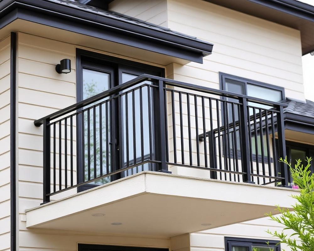 Modern black balcony railing