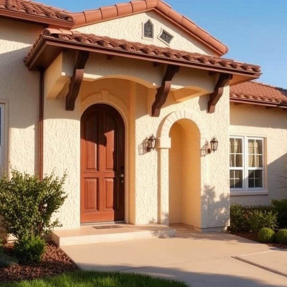 Fresh stucco exterior finish